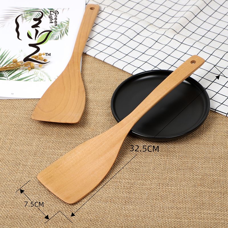 Solid wood spatula, 33*7.5 touch non-stick pan spatula, household non-stick pan spatula, wooden spoon, high-temperature resistant wooden cooking spatula Application Scenario