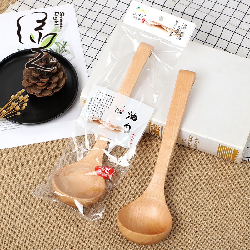 Solid wood hook oil spoon 27* 7.8cm long handle spoon Japanese ramen spoon porridge spoon household spoon thumbnail