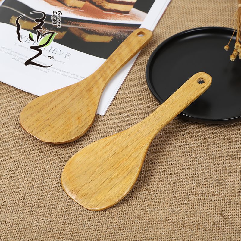 Green Light high-end premium rice spoon, small round spatula, 20*7.5CM, wooden rice serving spoon, rice digging spatula, rice cooker spatula details Picture