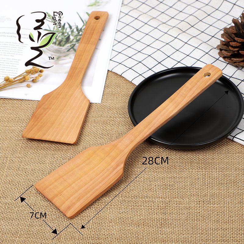Solid wood spatula 27*7.5CM non-stick pan spatula, household non-stick pan spatula, wooden spoon, high-temperature resistant wooden cooking spatula Application Scenario