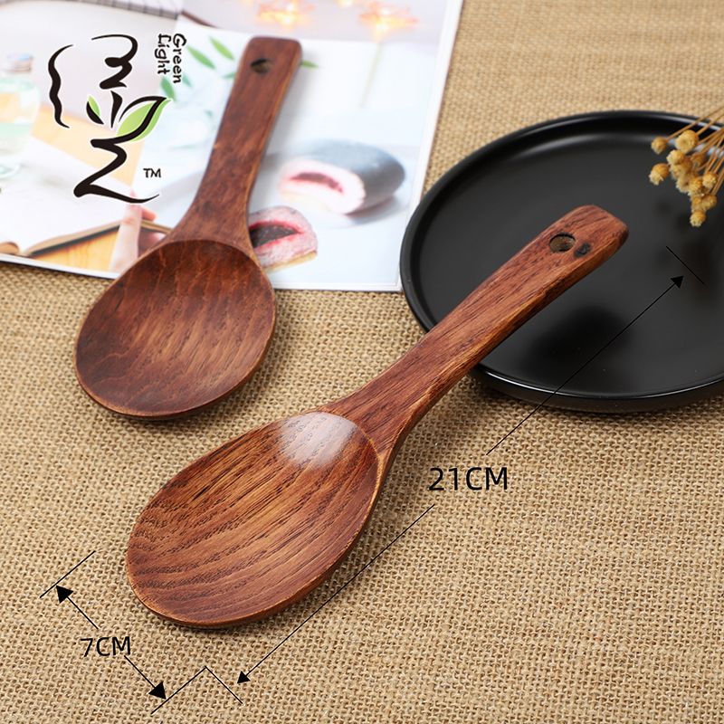 Green Light High-end premium old lacquer rice spoon 21*7 CM pointed tail rice spoon, wooden rice serving spoon, rice digging spatula, rice cooker spatula Application Scenario