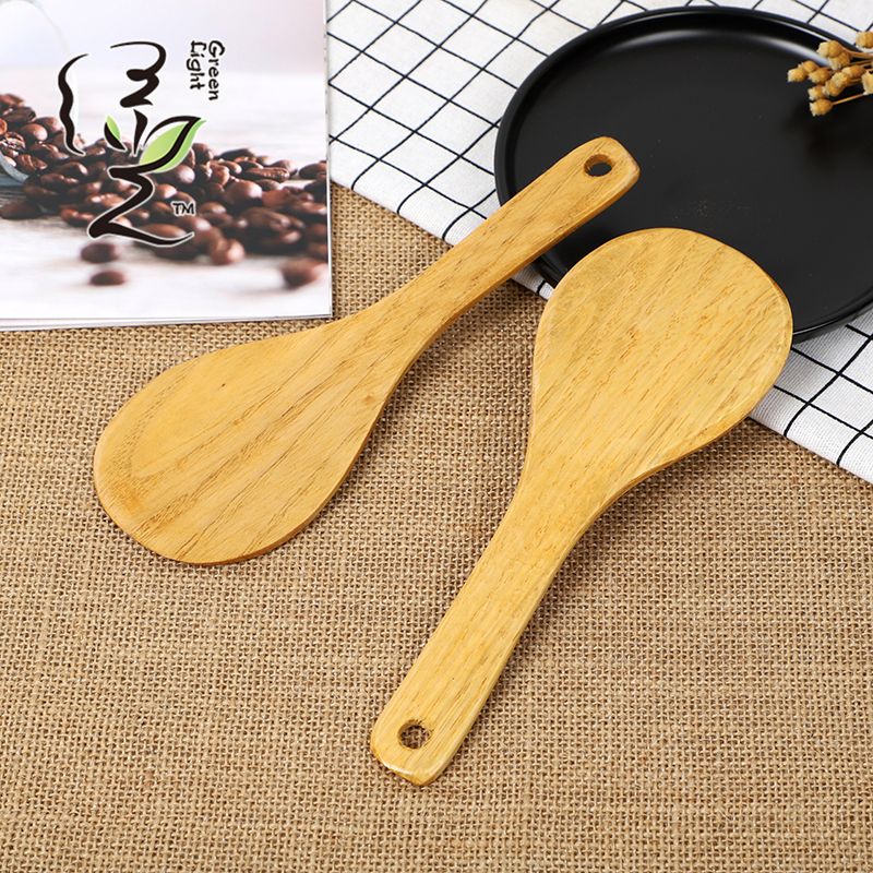 Small round rice spoon with a small leaf, 20.5*7.8 CM, pointed tail rice spoon, wooden rice serving spoon, rice digging spoon, electric rice cooker rice spoon details Picture