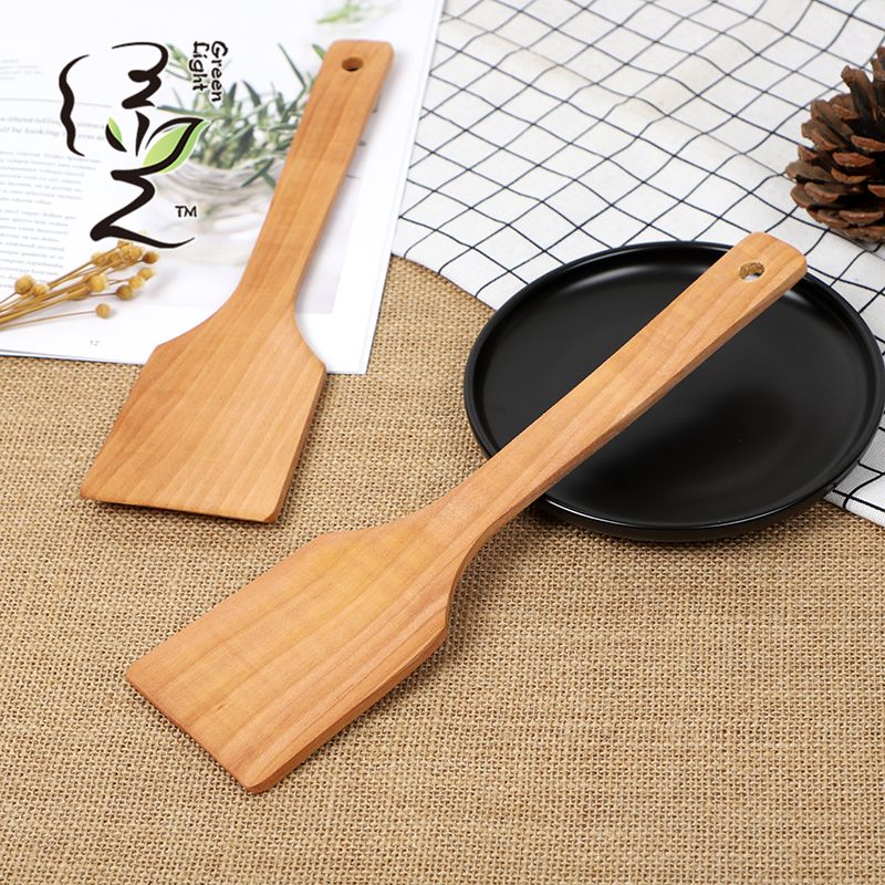 Solid wood spatula 27*7.5CM non-stick pan spatula, household non-stick pan spatula, wooden spoon, high-temperature resistant wooden cooking spatula Specification drawing