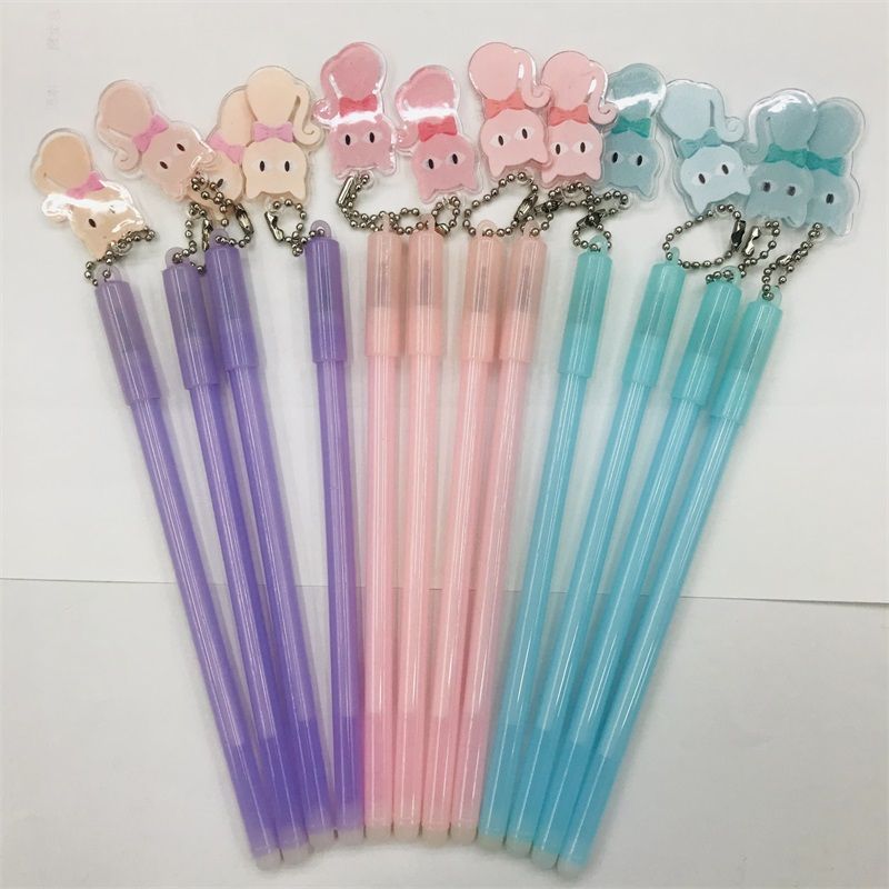Black neutral pen cutesy super cute fox pendant pen Stationery pen for note-taking ballpoint pen