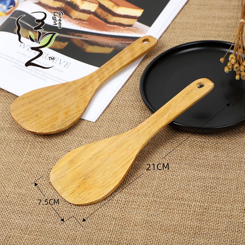 Green Light high-end premium rice spoon, small round spatula, 20*7.5CM, wooden rice serving spoon, rice digging spatula, rice cooker spatula Application Scenario