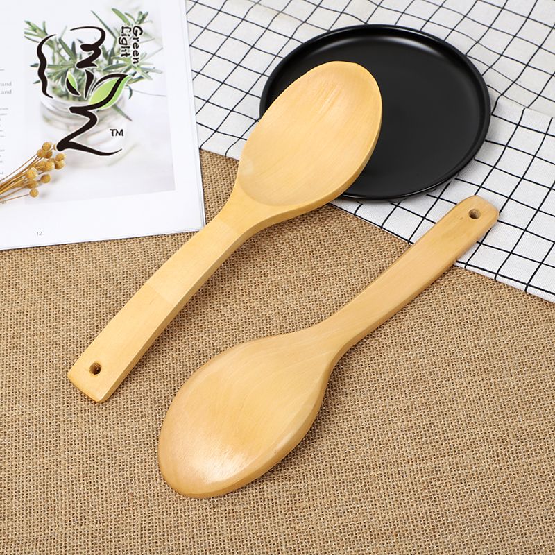 Solid wood long soup spoon 27*7.5CM, long-handled wooden soup spoon, household wooden spoon, large soup spoon, Japanese ramen spoon, and spoon for serving porridge and rice details Picture