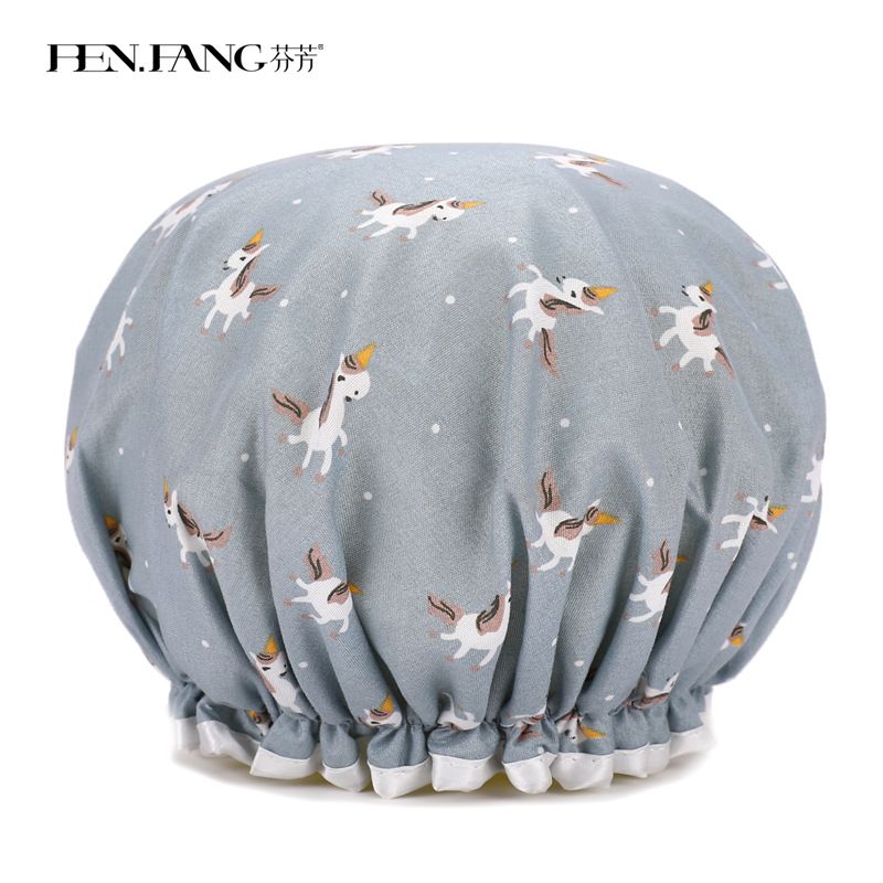 Double-layer printed cartoon waterproof shower cap thumbnail