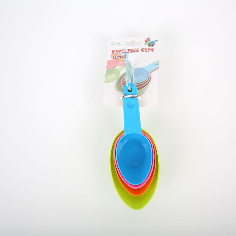 Baking tool 4 piece set plastic color measuring spoon set with scale household kitchen seasoning spoon  thumbnail