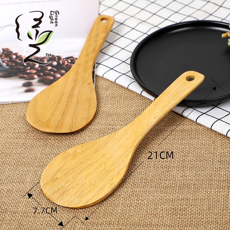Small round rice spoon with a small leaf, 20.5*7.8 CM, pointed tail rice spoon, wooden rice serving spoon, rice digging spoon, electric rice cooker rice spoon Application Scenario