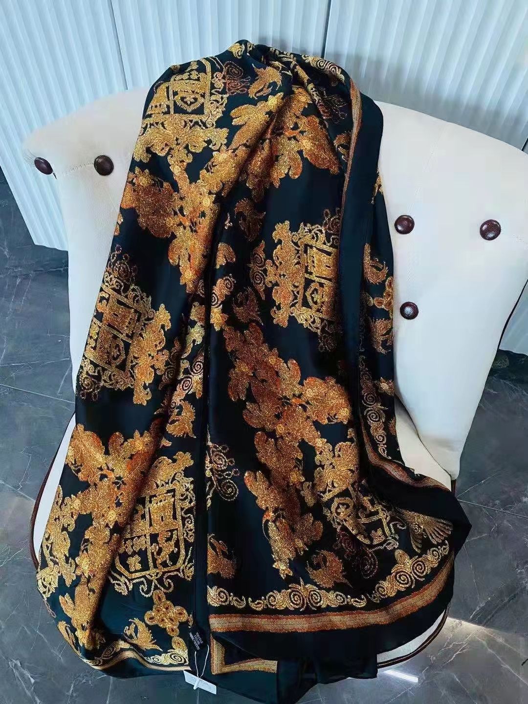Shawl With Hair Plaid Square Scarf 908 details Picture
