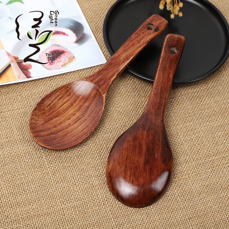 Green Light High-end premium old lacquer rice spoon 21*7 CM pointed tail rice spoon, wooden rice serving spoon, rice digging spatula, rice cooker spatula details Picture