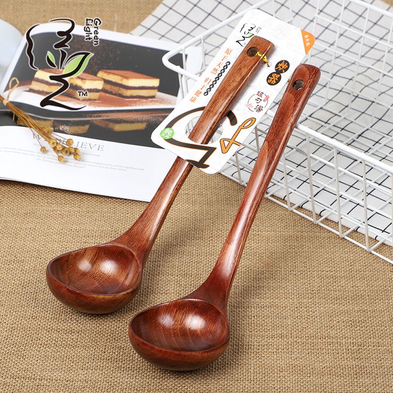Green Light Card Insert premium oil spoon 27*8CM long-handled wooden soup spoon, household wooden spoon, large soup spoon, Japanese ramen spoon, porridge and rice serving spoon