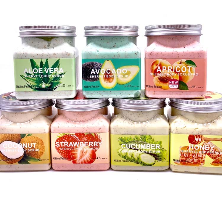 Natural Body Scrub Fruit Deep Cleansing Whitening Exfoliator Facial Sherbet Scrub