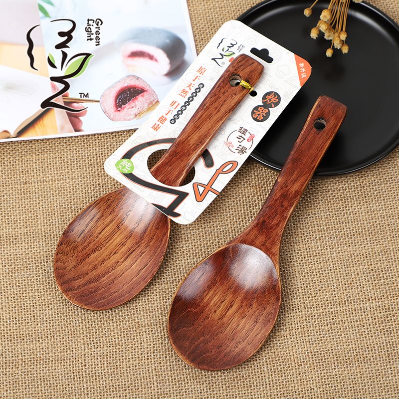 Green Light High-end premium old lacquer rice spoon 21*7 CM pointed tail rice spoon, wooden rice serving spoon, rice digging spatula, rice cooker spatula full figure