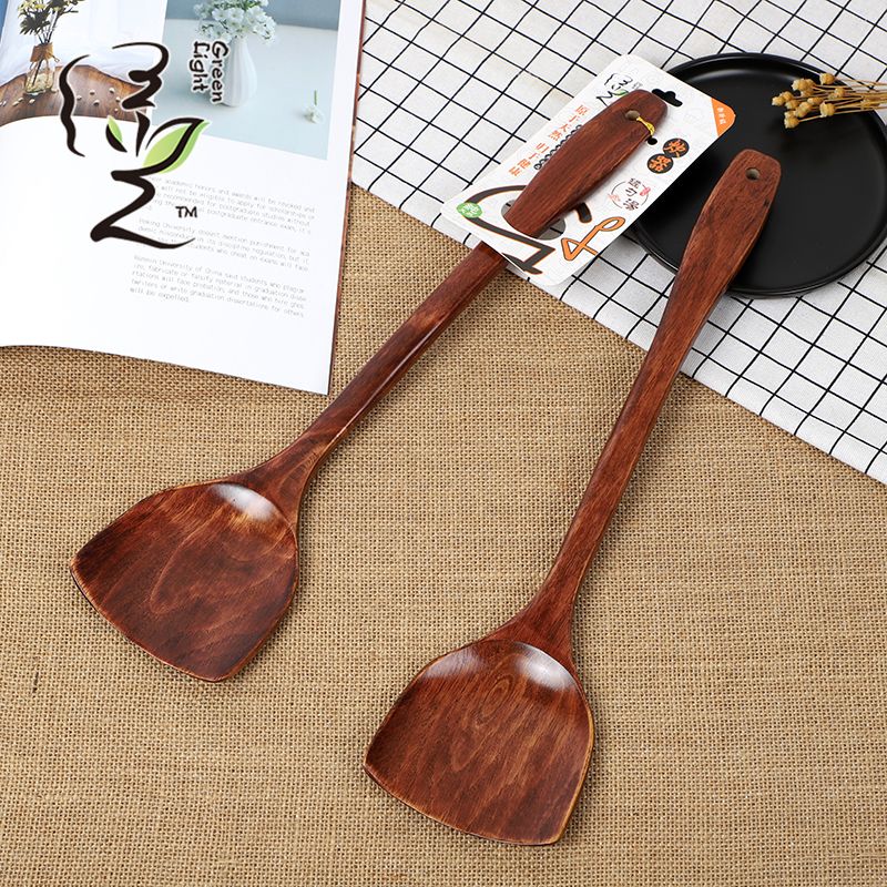 Green light card-inserting old paint spatula 39*10CM non-stick spatula, household non-stick spatula, wooden spoon, high-temperature resistant wooden stir-frying spatula full figure