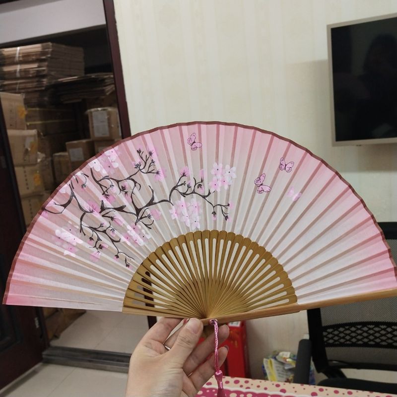 日韩女扇头青方尖折扇礼品扇舞台道具舞蹈扇