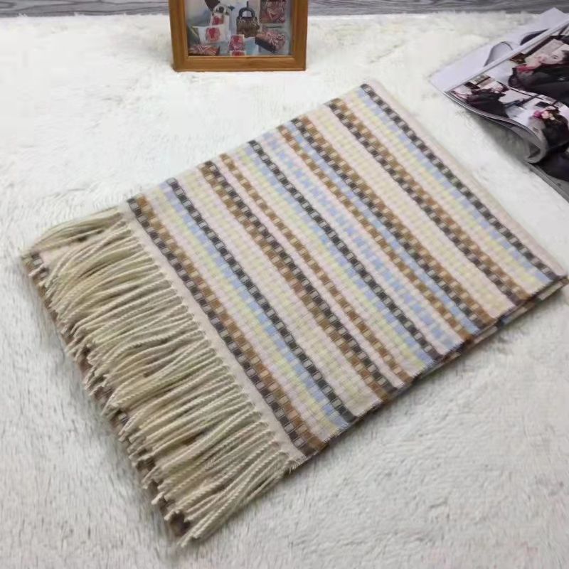 Winter New Plaid Yarn-Dyed Tassel Imitated Cashmere Scarf Fashion Medium Long Warm Shawl Collar