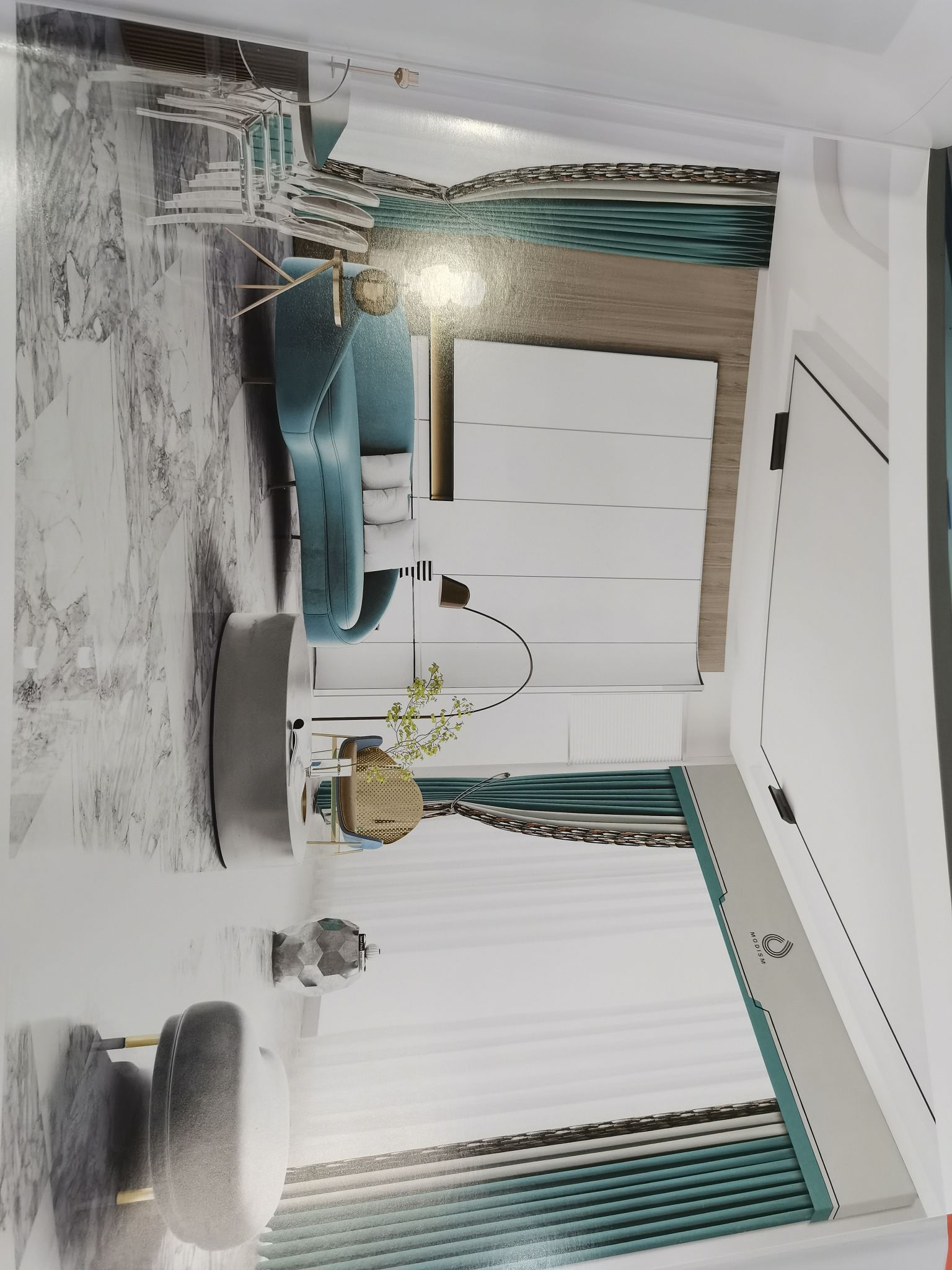 Double Sided Cotton Linen Jacquard Seamless Splicing Living Room Bedroom Dormitory Fashion Curtain Porter Blue Light Grey Specification drawing