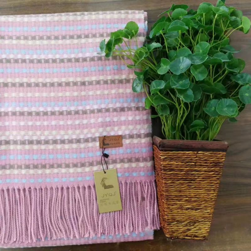 New Check Yarn-Dyed Tassel Imitated Cashmere Scarf Fashion Medium Length Warm Shawl Collar