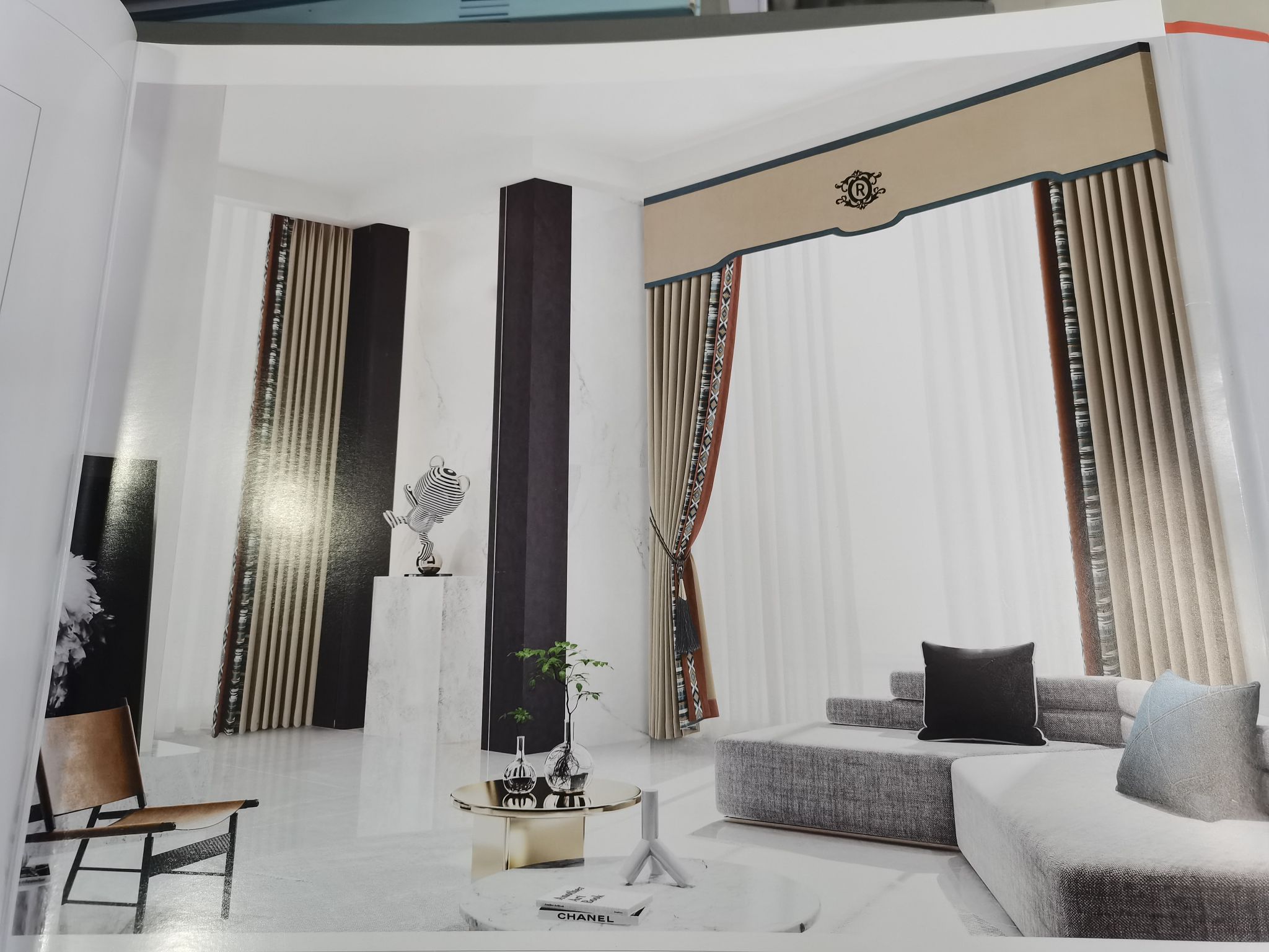 Double Sided Cotton Linen Jacquard Seamless Splicing Living Room Bedroom Dormitory Fashion Curtain Light Camel Blue Green Specification drawing