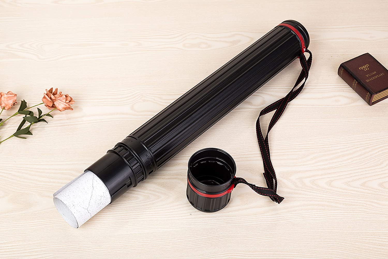 Thickened telescopic single-shoulder black picture tube, paper tube, poster tube, picture roll, picture bucket, collection tube, pe picture tube