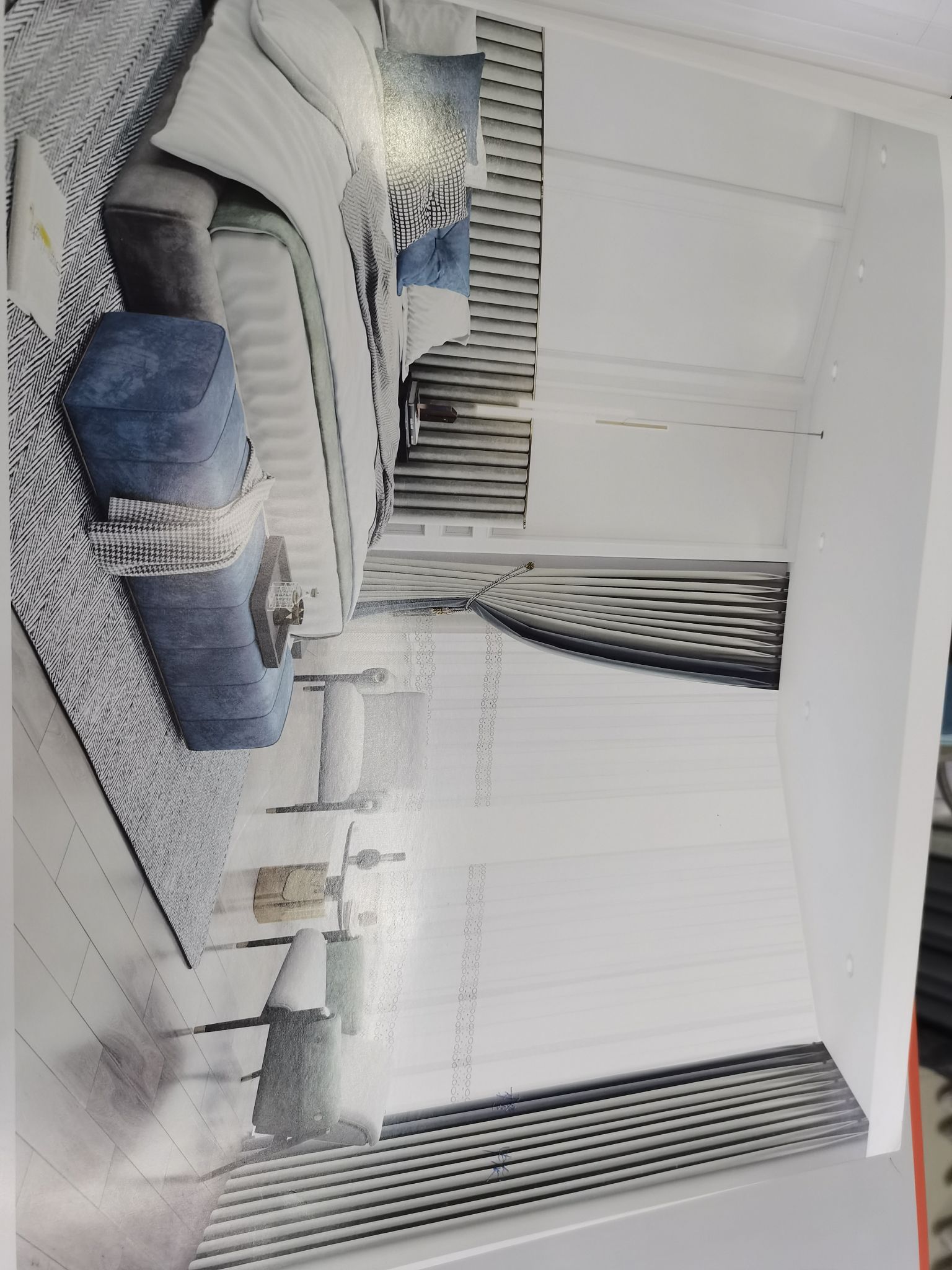 Double-Sided Cotton And Linen Jacquard Seamless Splicing Living Room Bedroom Dormitory Fashion Curtain Light Grey Dark Grey Specification drawing