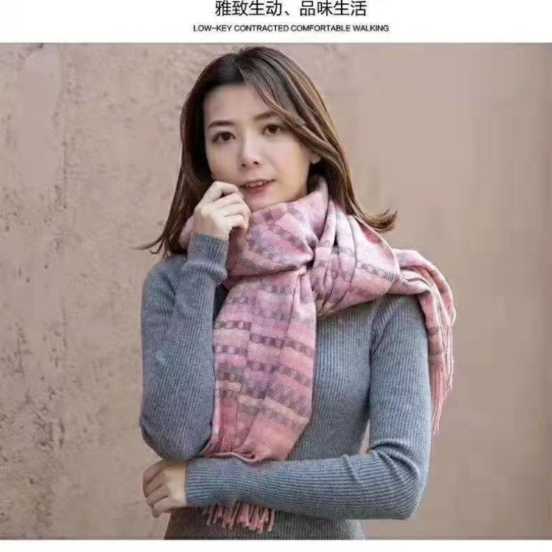 Winter New Plaid Yarn-Dyed Tassel Imitated Cashmere Scarf Fashion Medium Long Warm Shawl Collar