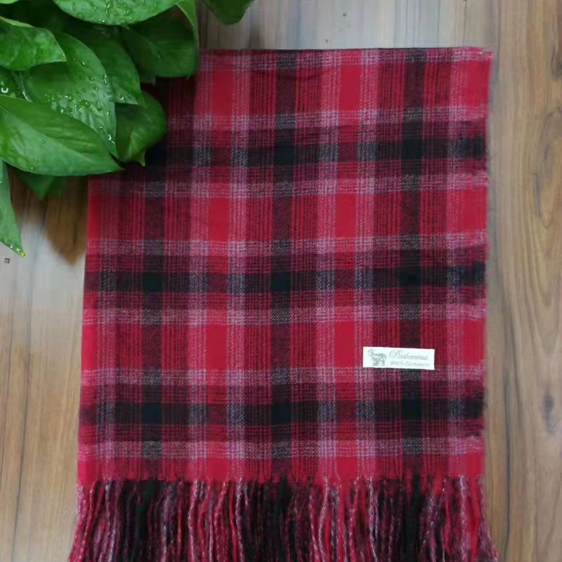 2021 Winter New Check Yarn-Dyed Tassel Imitation Cashmere Scarf Fashion Medium Long Warm Shawl Neck