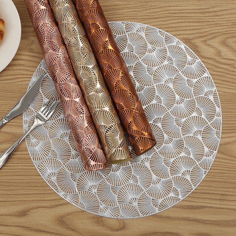 创意西餐垫 咖啡杯垫 pvc银杏叶镂空餐桌垫 防水易打理防滑圆形杯垫批发