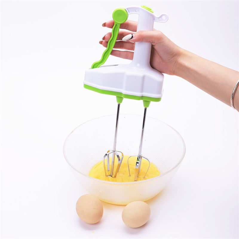 Double-head manual egg beater, household semi-automatic cream whipper, handheld press mixer, kitchen baking tool details Picture