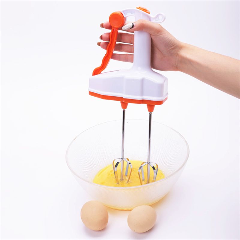 Double-head manual egg beater, household semi-automatic cream whipper, handheld press mixer, kitchen baking tool Specification image