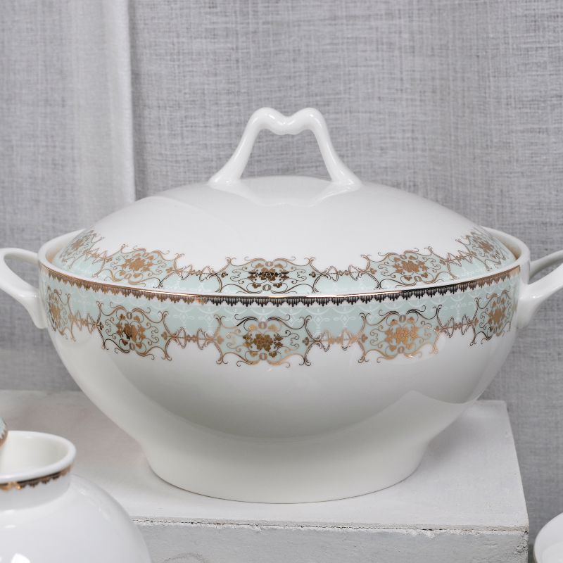 Tangshan High Bone China Tableware Set -68 Head Of Light Luxury Wind Roses For About 12 People Specification drawing