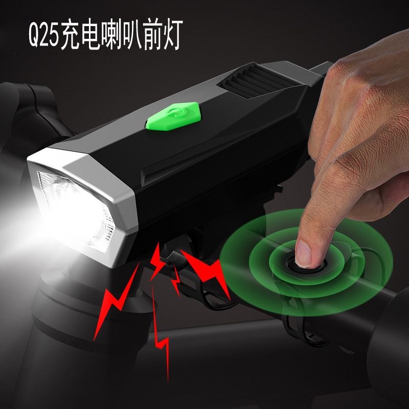 QX-Q25USB charging bike horn Headlights Bike lighting headlights night riding outdoor horn flashlights