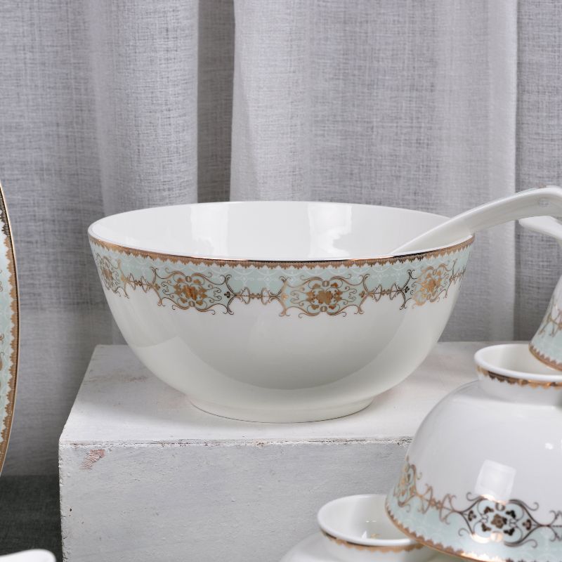 Tangshan High Bone China Tableware Set -68 Head Of Light Luxury Wind Roses For About 12 People details Picture