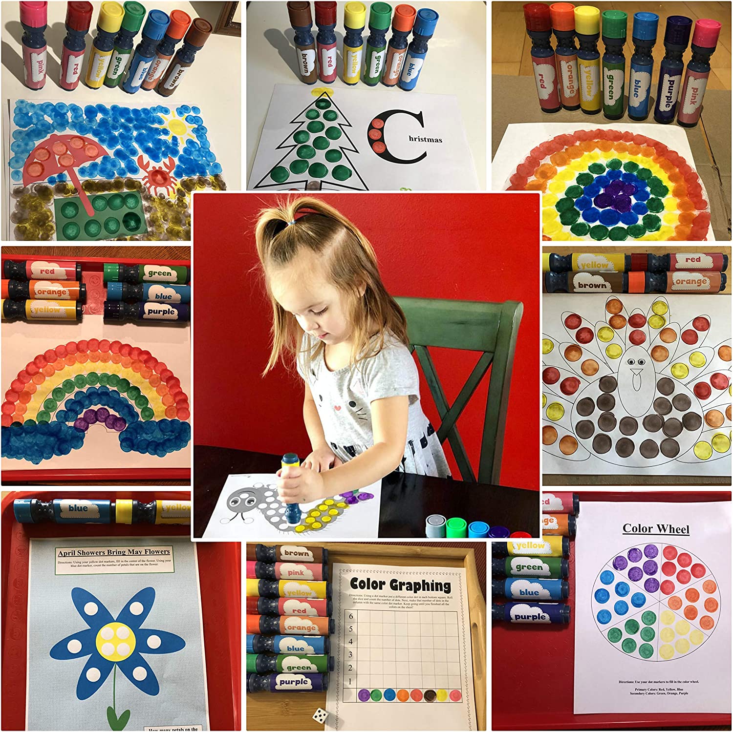 Safe and washable dot marking bag set, popular children's non-toxic coloring art marking set of dot pens Item Picture