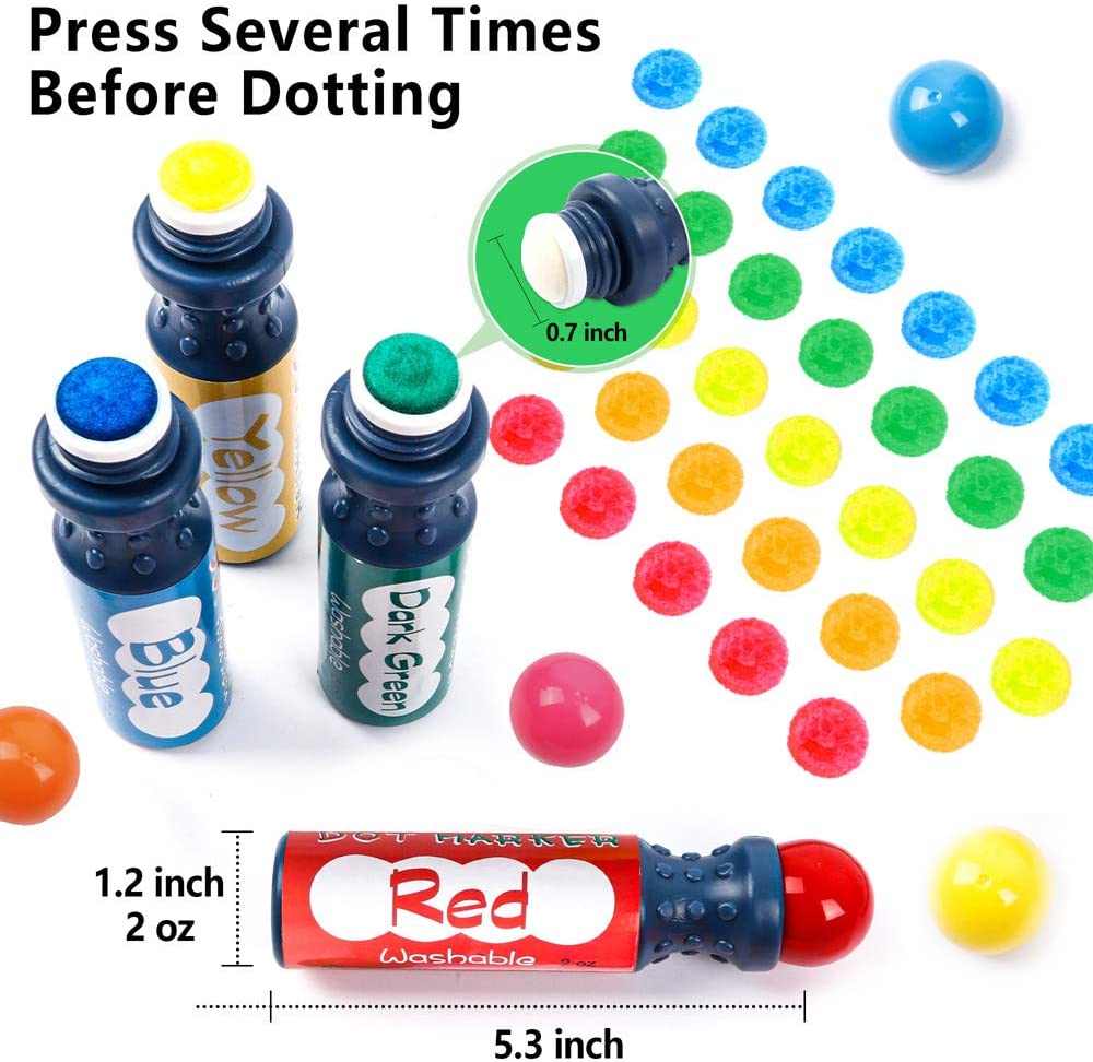 Safe and washable dot marking bag set, popular children's non-toxic coloring art marking set of dot pens details Picture