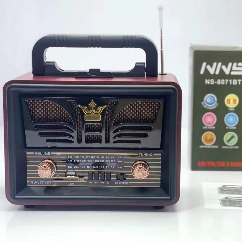 The new NS-8071BT retro Bluetooth radio is an old-fashioned card-inserting multi-band subwoofer Bluetooth speaker Specification image