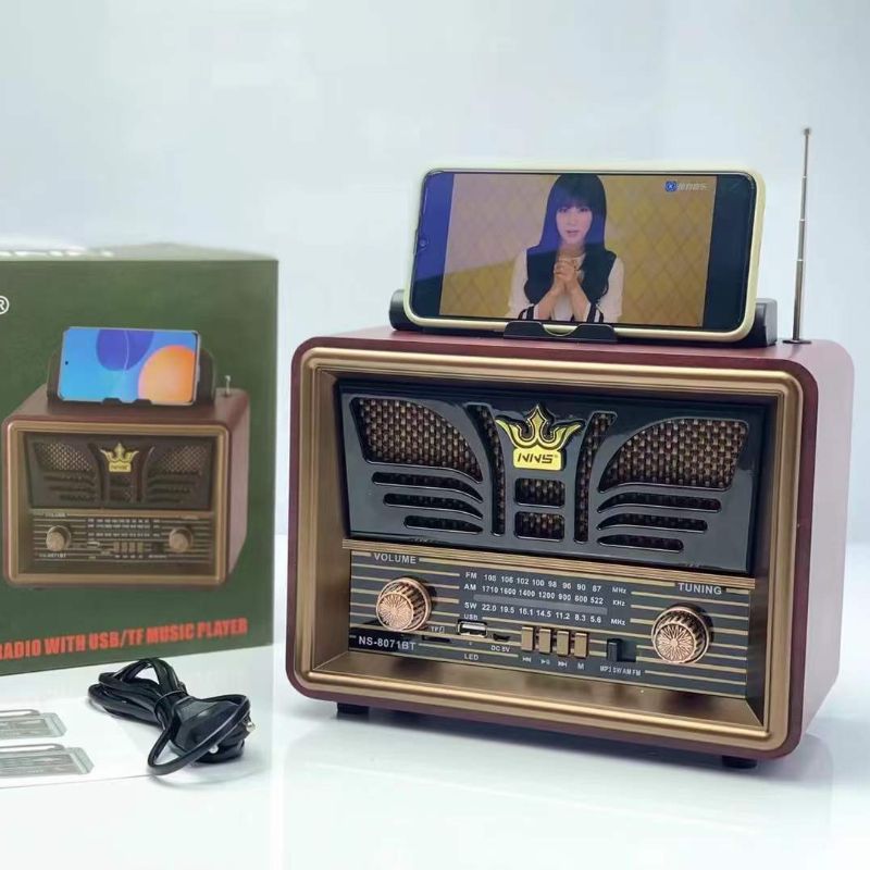 The new NS-8071BT retro Bluetooth radio is an old-fashioned card-inserting multi-band subwoofer Bluetooth speaker