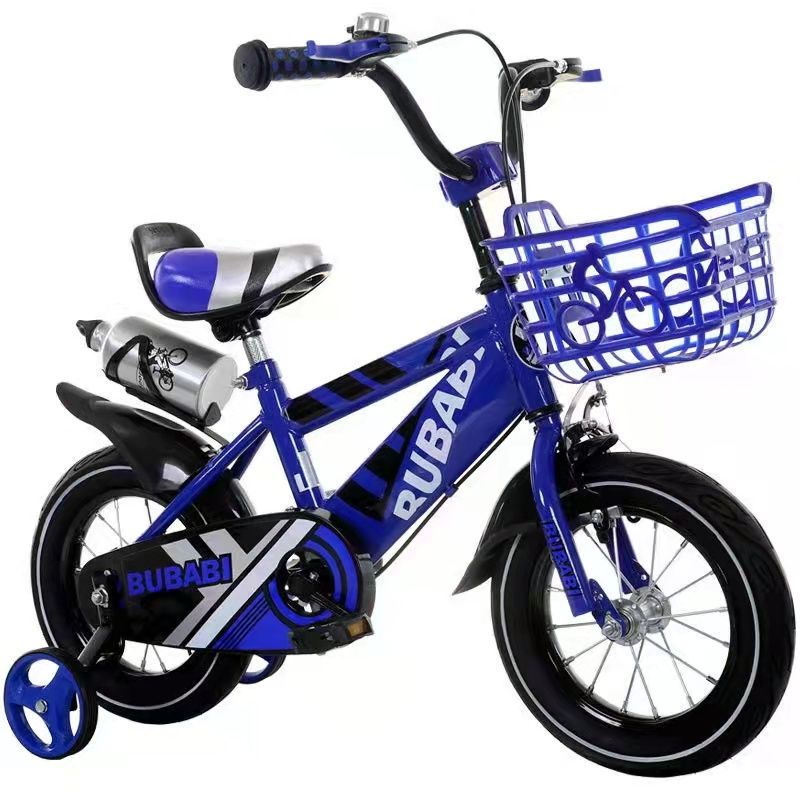 Children's bicycles, strollers, plastic baskets, boys' 12-inch, 14-inch, 16-inch water bottles, blue sporty bells, high-end details Picture