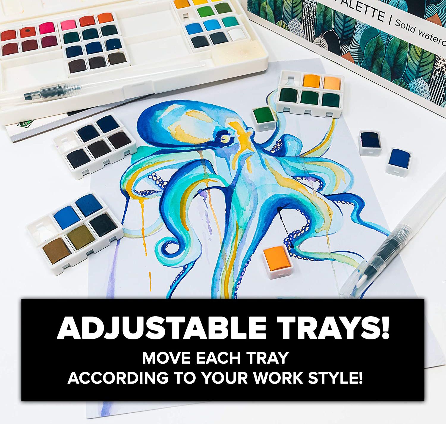 48-color watercolor solid pigment fountain pen painting set with color card solid gouache pigments Application Scenario