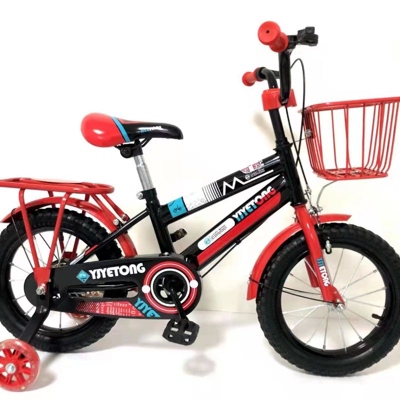 Children's bicycles, strollers, plastic baskets, boys' 12-inch, 14-inch, 16-inch water bottles, blue back hangers, bells, high-end luminous guard wheels details Picture