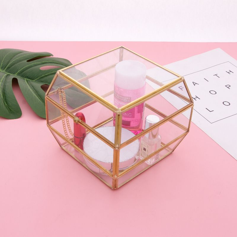 Geometric spherical glass storage box Glass jewelry box desktop cosmetic storage DIY ornaments
