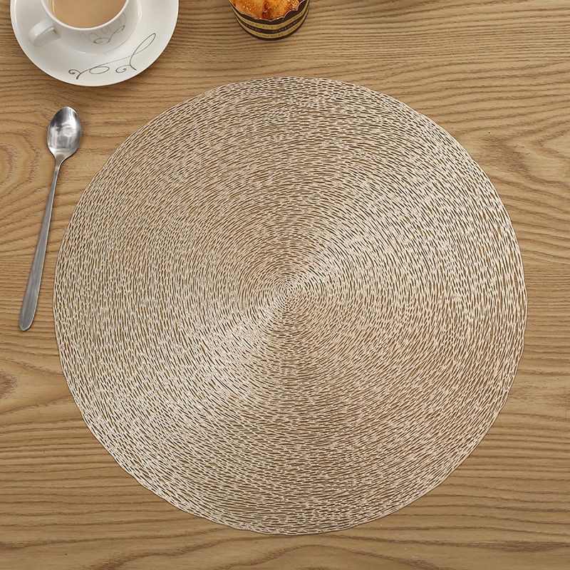 Hot-selling Amazon new product: 38 round hollowed-out random thread table mat, anti-slip coffee cup mat, plate mat, PVC metallic heat insulation pad