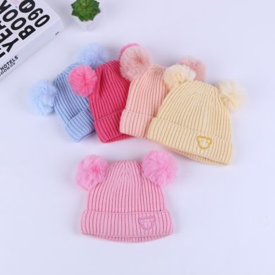 Snow baby fall/winter plus cotton hood baby hat warm fur ball cap