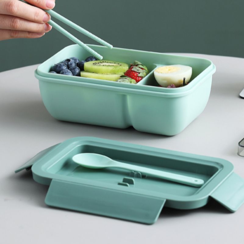 学生上班族办公午餐盒塑料分格便白底实物图