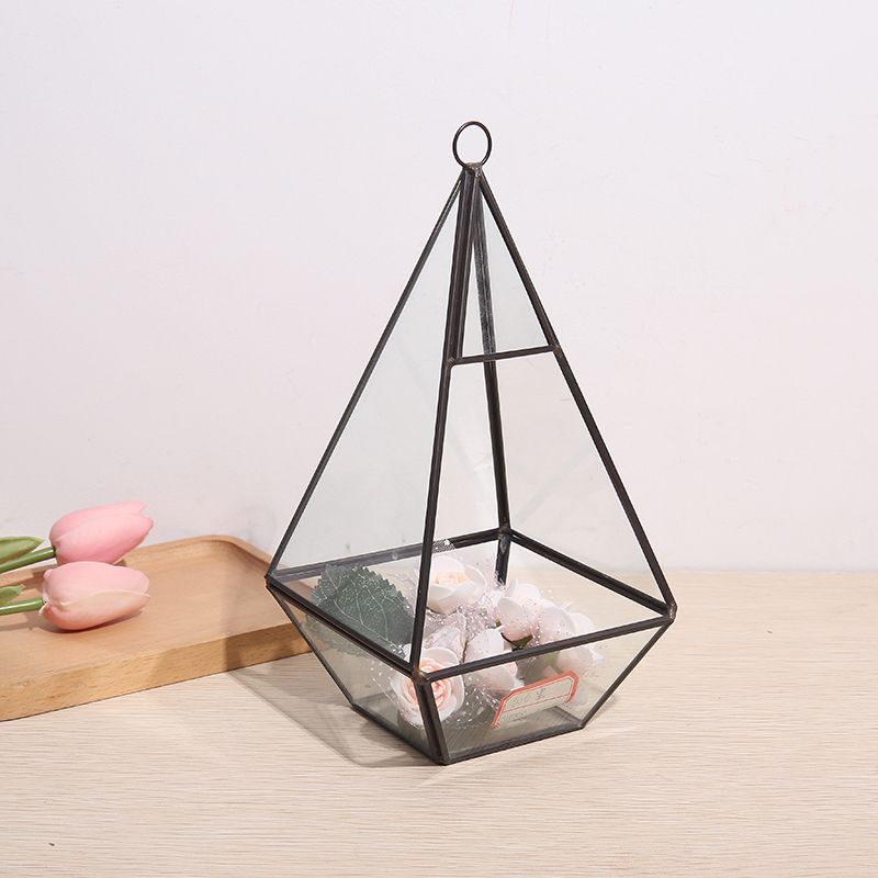 Geometric polygon black gold glass greenhouse micro-landscape Fleshy Immortal flower gift box DIY decoration tabletop decoration thumbnail