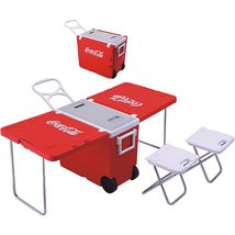 便携折叠桌椅保温箱桶烧烤野餐桌椅冷藏箱拉杆车载带轮带椅冰桶