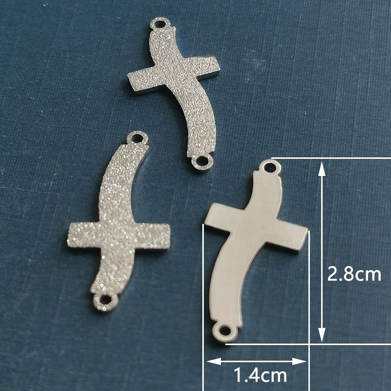 DIY handmade jewelry, retro cross pendant base, frosted pendant, titanium steel bracelet, necklace material pic 2
