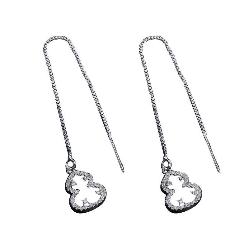 Korean version niche design small gourd ear string women long style slimming face, popular fashion earrings, simple and versatile earrings trend Item Picture