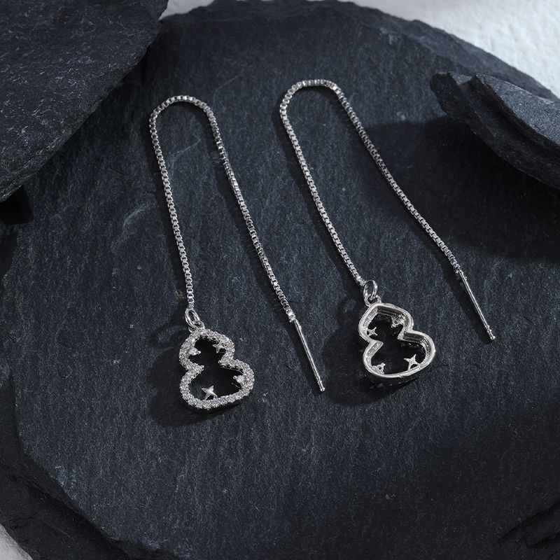 Korean version niche design small gourd ear string women long style slimming face, popular fashion earrings, simple and versatile earrings trend Specification image